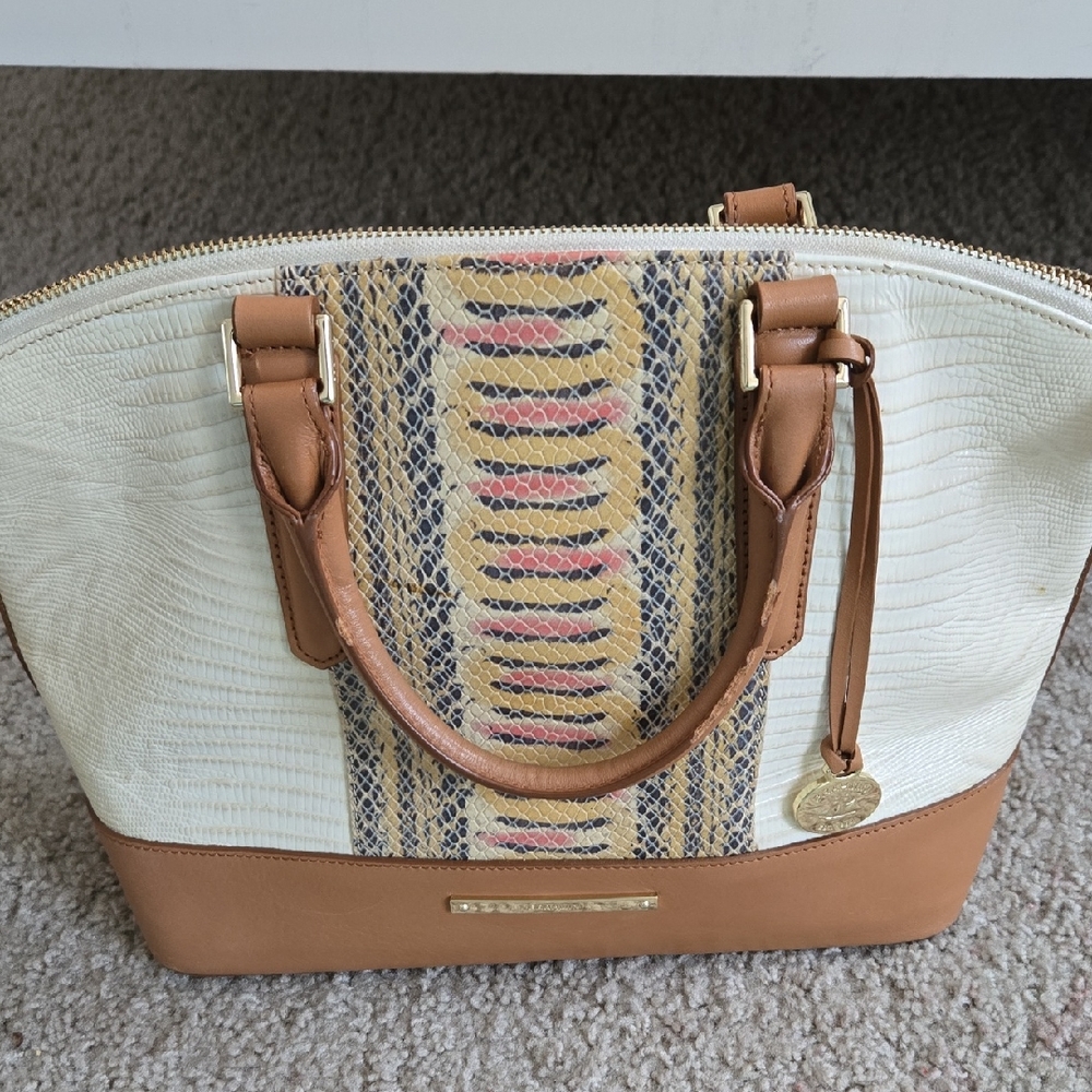 Brahmin Stylish Cream and Tan Women's Bag